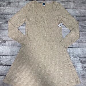 New Old Navy Tan Long Sleeve Knit Dress